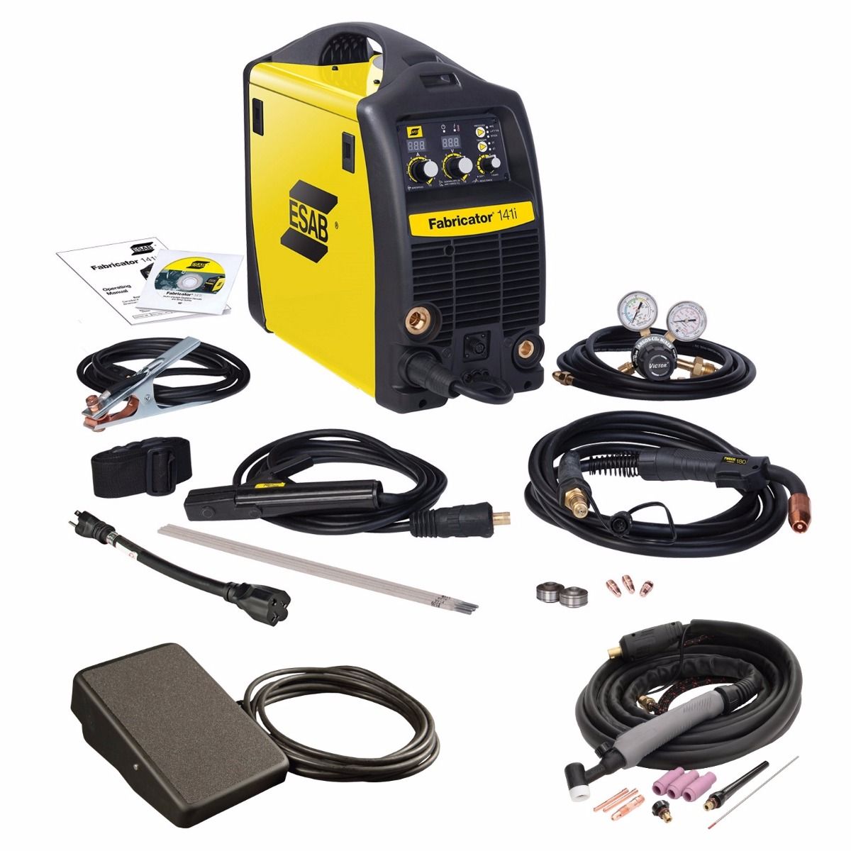 Esab Fabricator 141I Multi Process Welding System, TIG Torch, and Foot Control (W1003141)